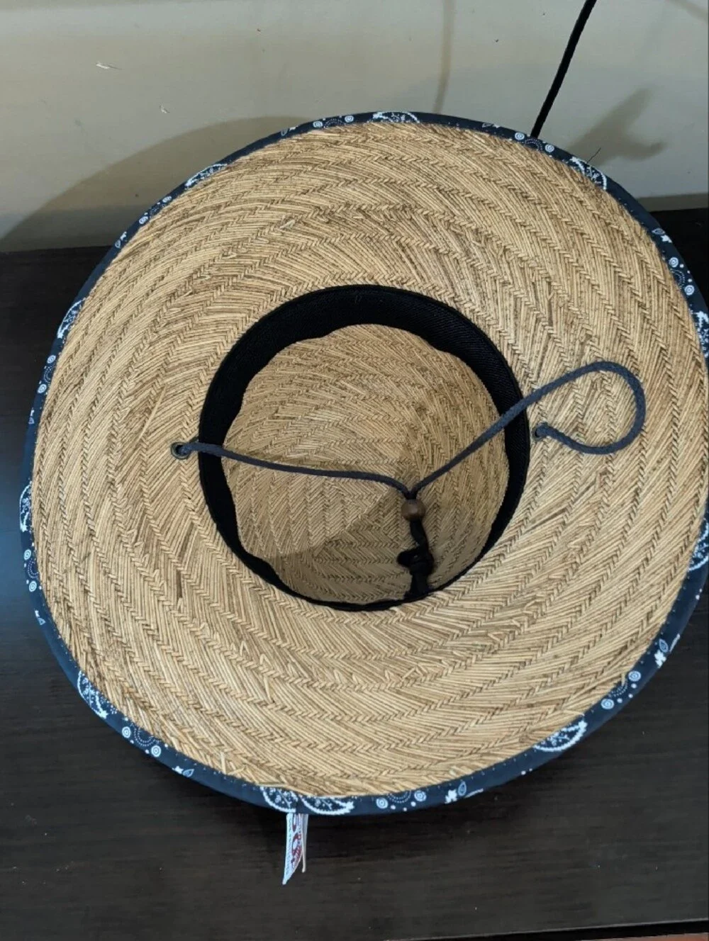Infinity Headwear UPF 50+ Wide-Brim Straw Sun Hat with Navy Trim